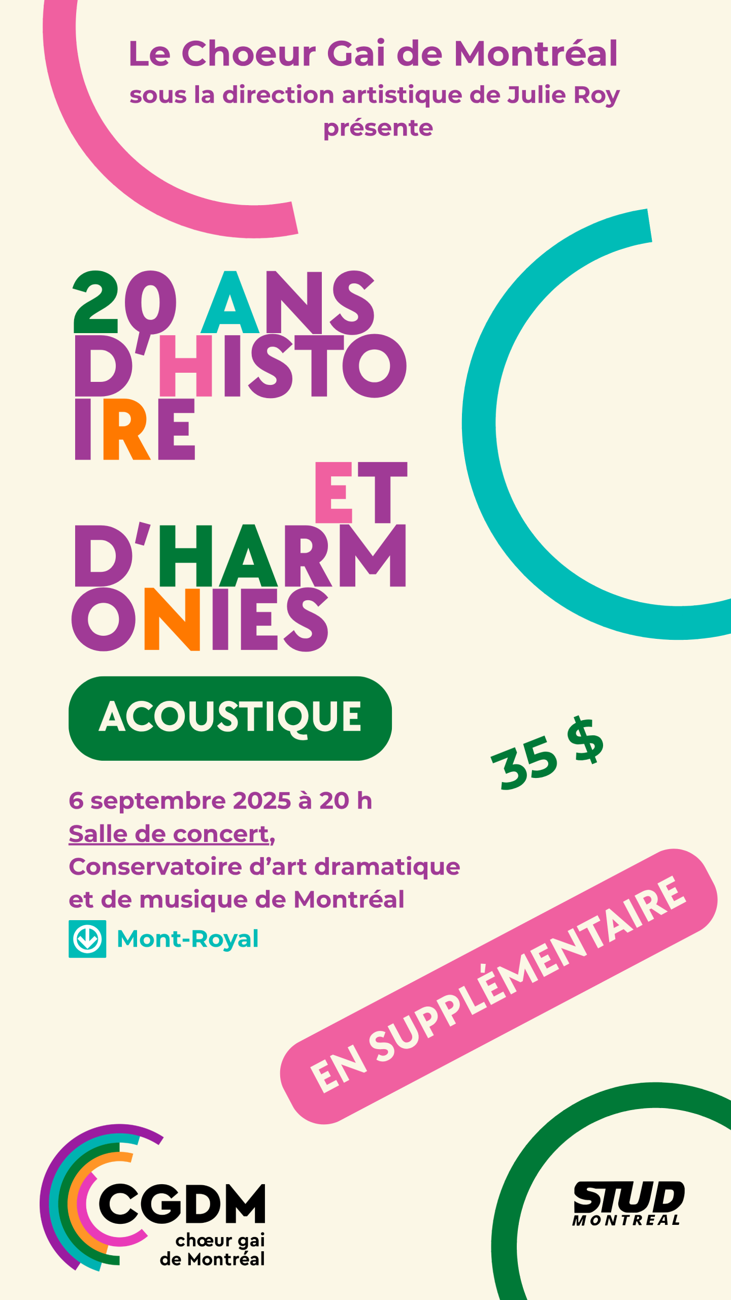 Affiche du concert 20 ans d'histoire et d'harmonies